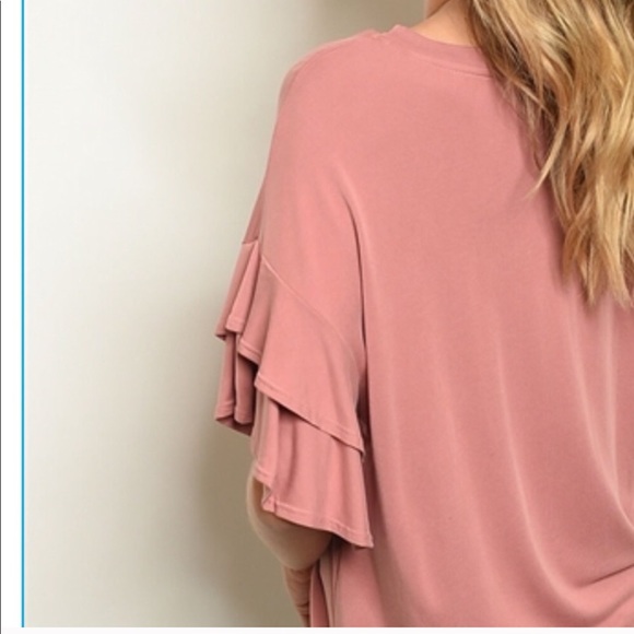 1 left❤️ 2 for $40❤️pretty mauve ruffle sleeve top - Picture 4 of 5